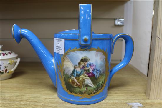 A Sevres style Bleu Celeste watering can 8in.